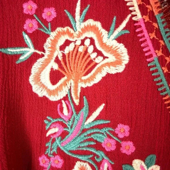 Altar’d State Red Embroider 100% Rayon Victorian Peasant V-Cut Dress Size M - Picture 7 of 14